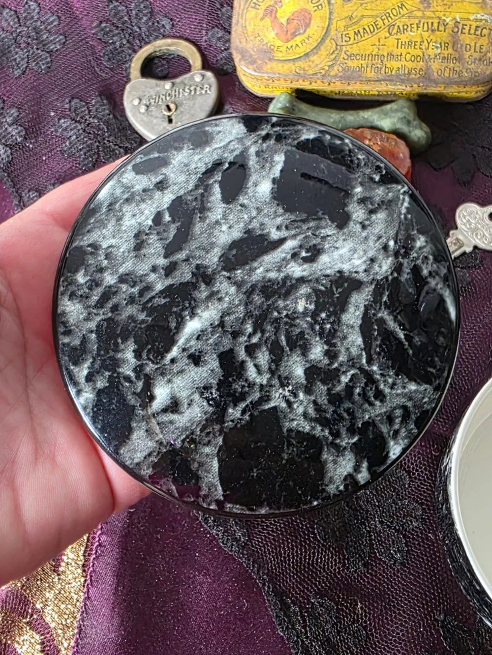 ​Vintage Villeroy & Boch Black Marble Porcelain Trinket Box - Li Pow
